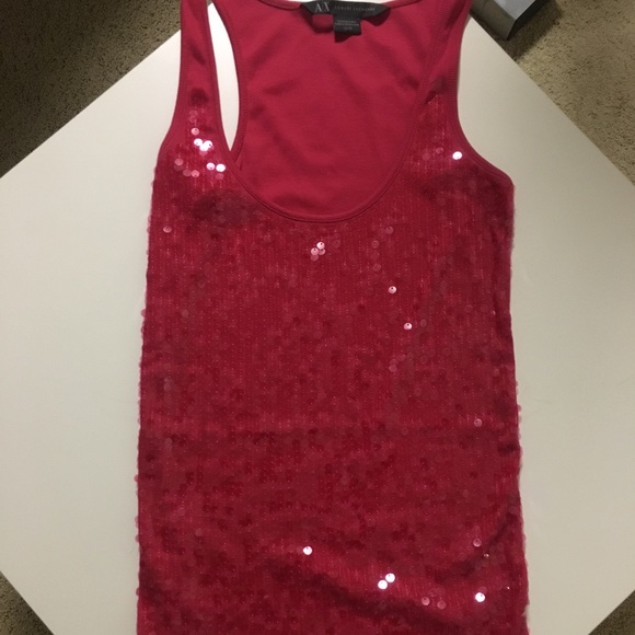 Armani exchange Red racerback top with sequins - Picture 1 of 3